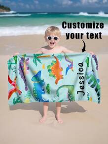 1pc Customized Text Bath Towel Beach Towel, 240GSM, Personalized Towel, Kids Towel, Pool Towel, Bathroom Towel, Holiday Gift, Beach Towel, Outdoor Travel, Beach Essential, Beach, Pool, Bathroom, Swimming Hall