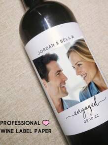Custom Photo Wine Bottle Stickers, Personalized Stickers, Wedding Stickers, Anniversary Stickers, Multi-Purpose Stickers, Suitable For Anniversaries, Birthdays, Weddings, Parties, Daily Use, Graduation Gifts, Great Gifts For Boyfriends, Girlfriends, Fathers, Mothers, Teachers, Colleagues - Multicolor - View 2