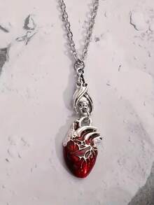 1 chiếc vòng cổ mặt hình dơi và trái tim Gothic độc đáo, phụ kiện Halloween thời trang cá nhân hóa, phong cách Punk cổ điển phù hợp cho cả nam và nữ - Nhiều màu - Xem 3
