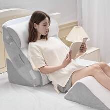 Wedge Pillow For Sleeping, 4 Pcs Adjustable Orthopedic Bed Wedge Set, Support Leg Neck Shoulder, Post Surgery Pillow For Back Pain, Acid Reflux, Snoring Relief, Sitting Up In Bed, White/Grey - trắng - Xem 1
