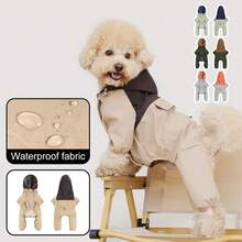 Winddichter Hunde-Regenmantel/Parka, Hunde-Kapuzen-Hosenträger-Hut, 4-Bein reflektierende gestreifte Hunde-Regenjacke, transparenter winddichter Hunde-Regen- und Schneeanzug, geeignet für große, mittlere und kleine Hunde - Verschiedenfarbig - Übersicht 5