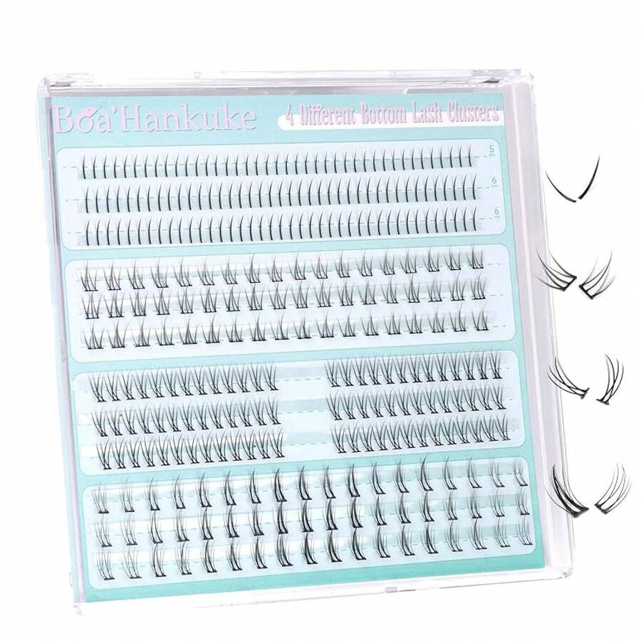 Bottom Lash Clusters 4 Styles Bottom Lashes 0.07 Thickness Clear Band Bottom Lash Extension 210pcs Bottom Lashes Clusters Natural Look Manga Bottom Eyelashes By - 自然下睫毛 - 查看 1