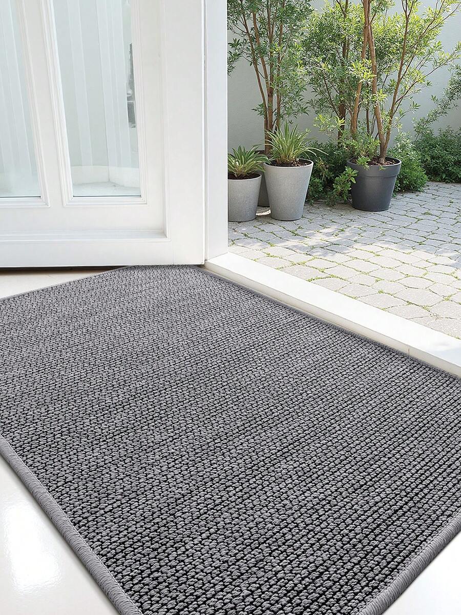 1 tấm thảm chùi chân hình học sọc xám/khaki cổ điển, thảm lối vào trong nhà ngoài trời bền, dễ vệ sinh, thích hợp cho sân trong, trong nhà, ngoài trời, hành lang, trang trí sân vườn, thảm lối vào bằng vải nhung dày, trang trí phòng tắm, nhà bếp