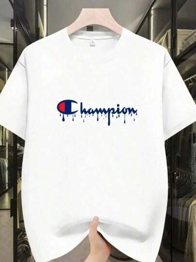 Camiseta Champion Tinta Escorrendo Simples Casual Masculina Feminina Basica Camisa Unissex 100% Algodão Plus Size - Envio imediato!