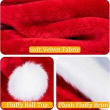 1 Gorro de Papai Noel de Natal para Adultos, Gorro Clássico de Veludo Unissex para Festas de Ano Novo, para Homens e Mulheres - Artigos e Presentes de Natal e Ano Novo, Decorações de Natal para Casa, Presentes de Natal, Decoração de Natal - Vermelho - Ver 5