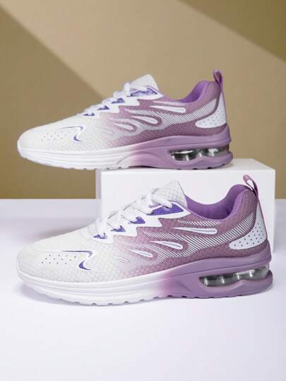 Women's Casual Sports Shoes With Lace-Up, Breathable Mesh, Air Cushion + PU Sole, Suitable For Outdoor Leisure And Sports All Seasons