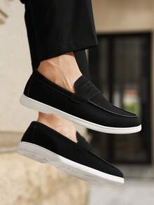 Men's Classic Suede Loafers, Casual Slip-On Driving Shoes, Round Toe Flat Moccasins, Handmade Boat Shoes Old Money Chic Autumn - 卡其色 - 查看 8