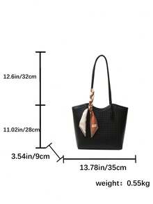 优雅托特包单肩包时尚鳄鱼压纹吊饰精致围巾商务办公大容量咖啡色