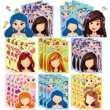 1 Pack Of 6 Blue Princess Face Changing Sticker Cartoon Parent-Child Interactive Educational Jigsaw Puzzles Scrapbooking Stickers - Multicolor - View 13