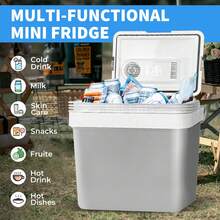 Advwin Mini Fridge Electric Cooler And Warmer For Car- 12V DC 24L Car Refrigerator With Automatic Locking Handle, Portable Car Fridge For Travel And Camping