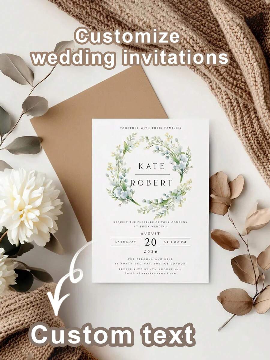 1pc/20pcs/50pcs/100pcs Customizable Modern Wedding Thank You Cards Invitations, Customizable Text And Photos, Minimalist Wedding Thank You Cards, Boho Wedding Thank You Cards, Elegant Wedding Thank You Photo Cards, Folding Thank You Cards, Photo Wedding Thank You Cards, Modern Minimalist Wedding, Personalized Customization, All Text Customizable, Best Gift For Him. - Multicolor - View 1