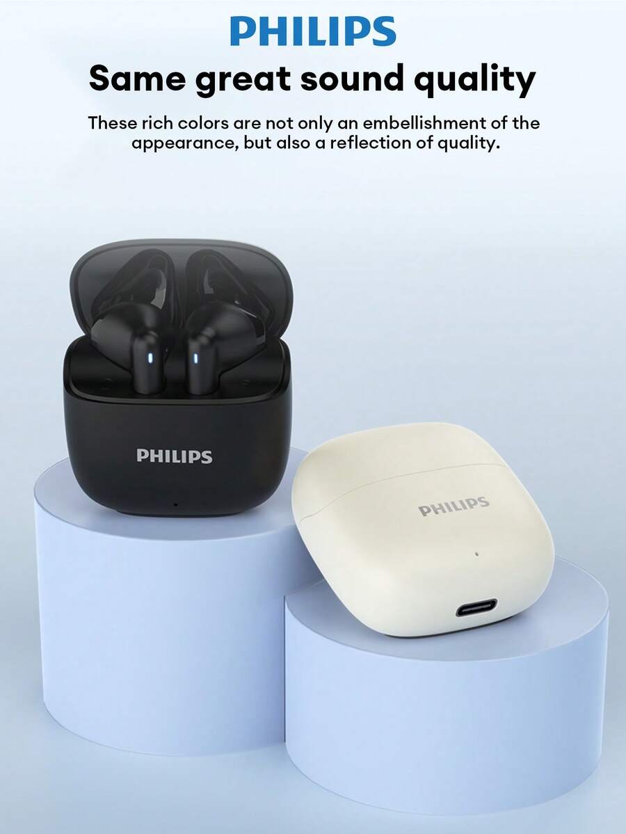 PHILIPS TAT1020 Sports & Business High-End Bluetooth Earphones, Semi-In-Ear, Bluetooth 6.0, Long Battery Life, High-Quality Audio, Low Latency, Gaming, Music, AI Voice Call, Noise Cancellation, Wireless Earbuds For Smartphones & Computers - Nhiều màu - Xem 1