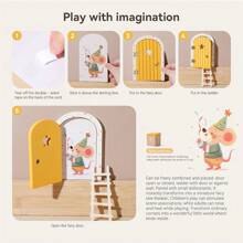 1 Sets Wooden Cartoon Fairy Tale Door, Mini Ladder Decoration Fairy Tale Door Ornaments, Colorful Heart-Shaped Fairy Tale Door Home Decoration Ornaments, Commemorative Photo Props, Christmas, And Birthday Gifts Christmas Decorations Room Decor