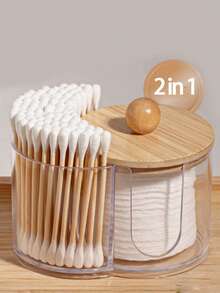 2-In-1 Bamboo Lid Transparent Plastic Storage Box, Desktop Makeup Organizer Box With Double Round Holes, Transparent Cosmetic Storage Box With Dual Compartments - Modern Vanity Table Storage Box With Lid, Bathroom Vanity Organizer, Suitable For Makeup Brushes, Lipsticks, Beauty Tools Bag, Makeup Bag, Toiletry Bag, Desk Organiser, Cosmetic Bag, Makeup Pouch, Make Up Organizer, Vanity Accessories, Make Up Pouch, Make Up Bags, Jewellery Box, Pouch, Makeup Brush Holder, Brush Holder, Perfume Organiser, Pouch Bag,Gifts For Women,Christmas Gifts,Gift Ideas For Women - Clear - View 1