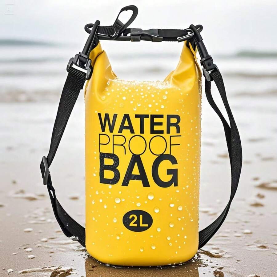 Foldable Waterproof Swimming/Rafting Bag: 6 Sizes (2L To 30L) + Adjustable Leak-Proof Strap - Amarillo - Ver 1