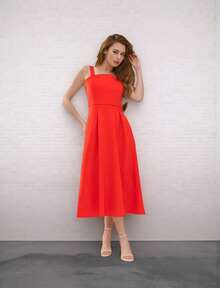 Tailored Dress With Cups Fashion Items!!! - Red - View 1