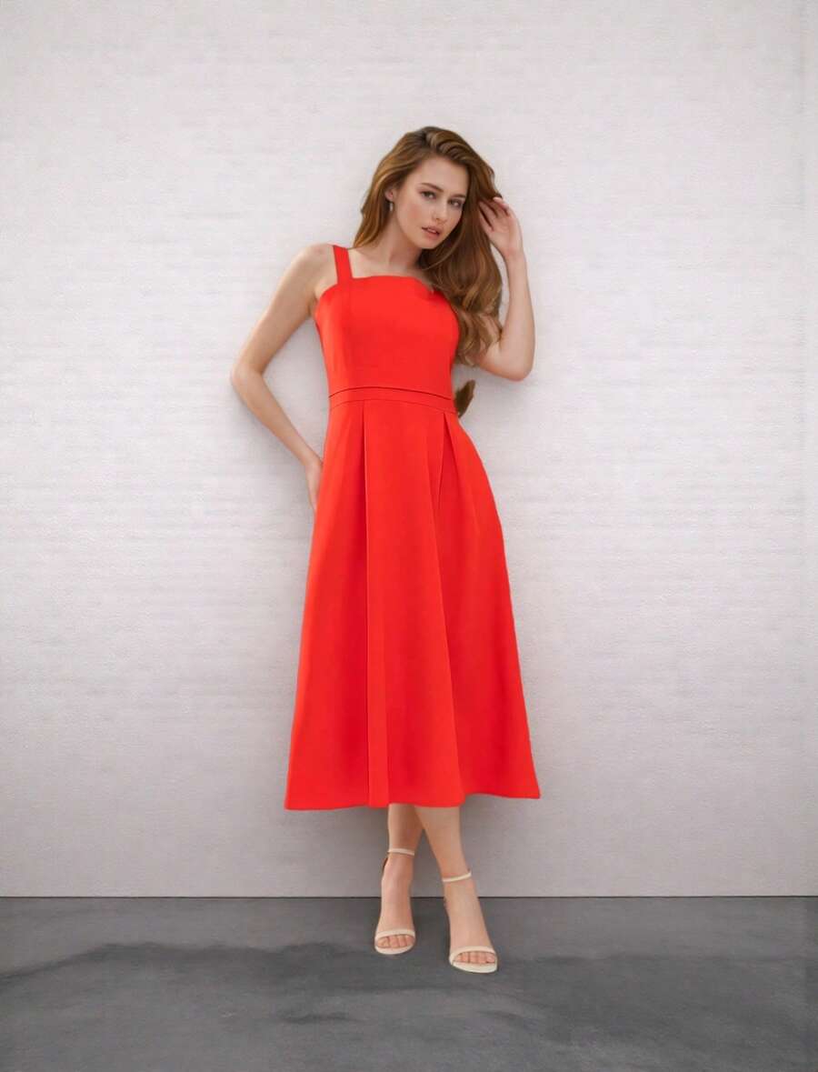 Tailored Dress With Cups Fashion Items!!! - Red - View 1