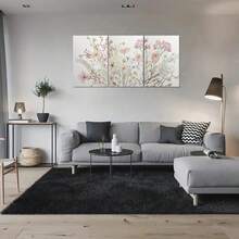 Bộ 3 tranh canvas in họa tiết hoa tối giản màu hồng, phong cách Bắc Âu Bohemian, thích hợp trang trí phòng khách, phòng ngủ, văn phòng, hành lang. - Hồng - Xem 16