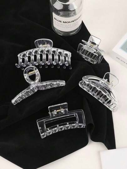 5 Stück transparente quadratische Kunststoff-Kammclips, Haaraccessoires für Frauen