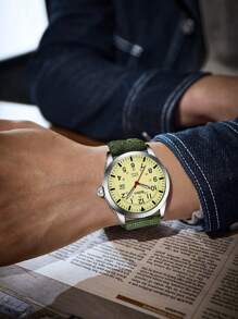 BIDEN 1块男士运动手表，12/24小时制易读阿拉伯数字表盘，男士模拟石英表，时尚休闲夜光防水手表，尼龙表带，适合日常佩戴/跑步 - 均碼 - 查看 4