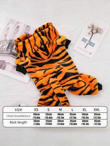 1pc Pet Jumpsuit, Tiger Design, Warm Pet Clothes For Spring, Autumn And Winter, Suitable For Teddy Bear, Bichon Frise, Small Dogs And Cats
