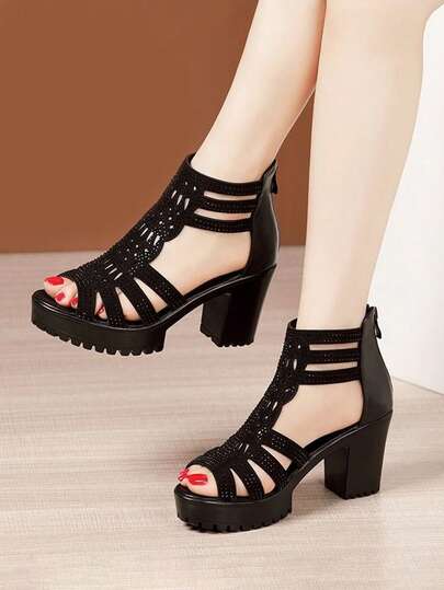 Sandalias De Tacón Grueso De Banda Cruzada Elástica De Punta Descubierta Para Mujer,Sandalias de tacón alto sexy con abertura en los dedos y tirantes de moda para mujer, Mujer minimalista con tacón grueso Sandalias con correa en el tobillo , tacones gruesos y suela gruesa para zapatos de fiesta,graduación, tacones de fiesta,