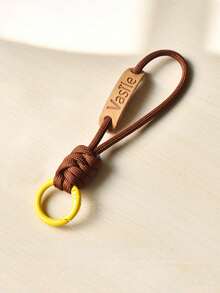 1 件棕色涤纶多用途钥匙扣，创意手机挂绳环，时尚耐用的汽车钥匙扣
