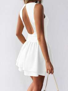 Women's Solid Color Bodycon Backless Christmas Dress