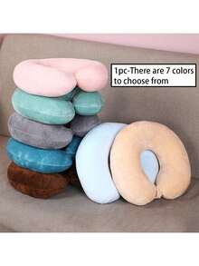 1/2 件纯色 U 型枕，办公室午睡柔软枕头，旅行汽车旅行颈部保护，旅行伴侣，提升旅行幸福感，共有 7 种颜色可供选择，颈椎护理的好选择，送给家人和爱人的最佳礼物旅行必需品度假颈枕旅行