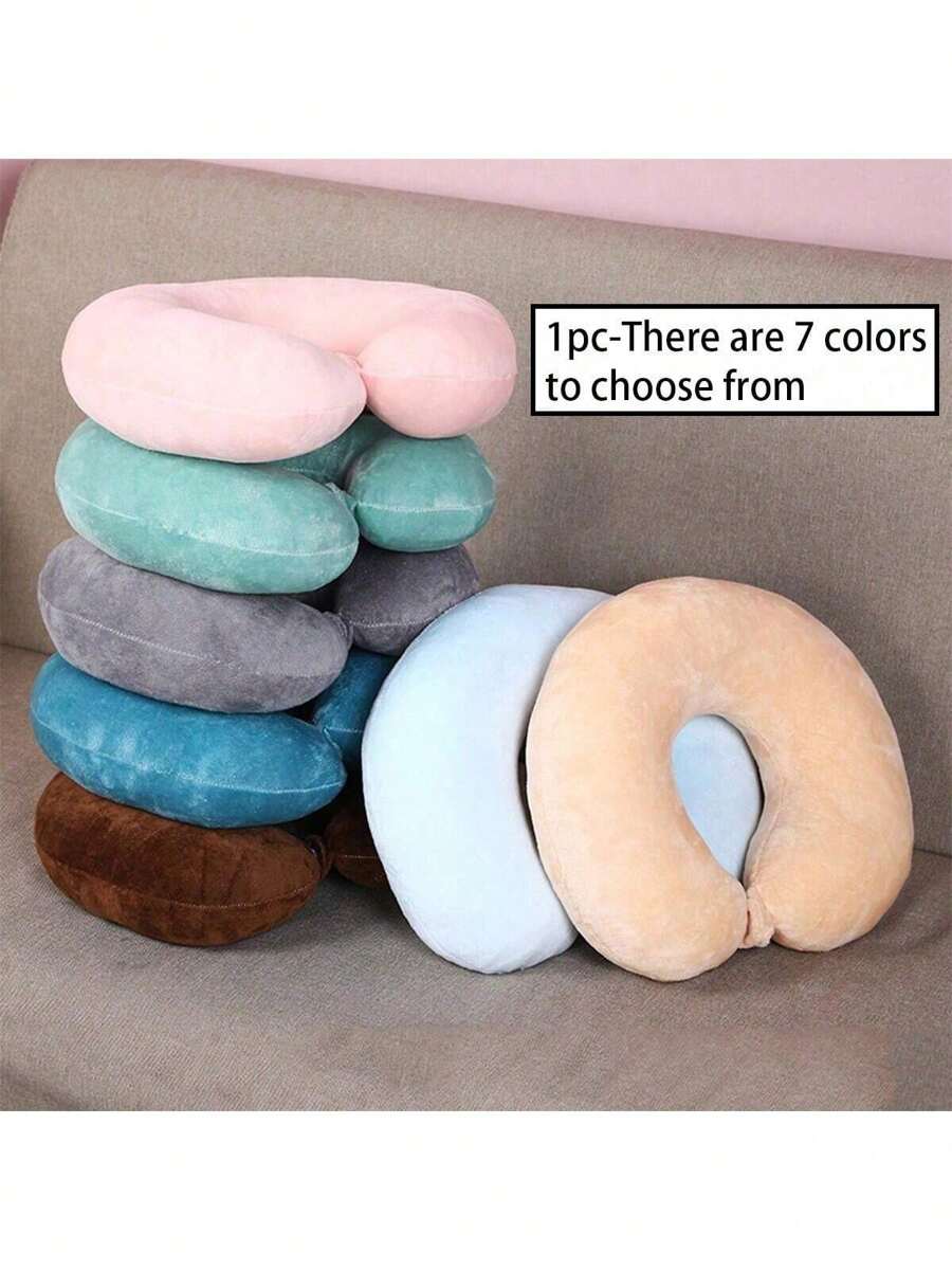 1/2 件纯色 U 型枕，办公室午睡柔软枕头，旅行汽车旅行颈部保护，旅行伴侣，提升旅行幸福感，共有 7 种颜色可供选择，颈椎护理的好选择，送给家人和爱人的最佳礼物旅行必需品度假颈枕旅行