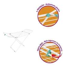 Naples Steel Floor Clothesline With Retractable Wing, White Color, Supports 11 Kg, Secalux - 白色 - 查看 4