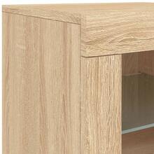 Larryhot Mueble auxiliar con luces  roble sonoma, bonito y práctico, ideal para almacenaje y decoración del hogar - Marrón - Ver 11