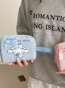 1pc Cartoon Back To School Girl Cute Large Capacity Keychain Pouch Coin Purse Daily Essentials - Multicolor - View 5