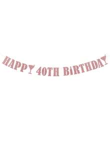 1pc HAPPY BIRTHDAY Pull Flag, 18/21/30/40/50/60 Black/Gold/Silver/Rose Gold/Champagne Gold/Blue Birthday Party Decoration Pull Flag Banner - Multicolor - View 18