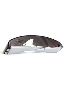 1 Pair Unisex Frameless Futuristic Punk Y2K Style Mirrored Reflective Lightweight Fashionable Goggles For Cycling & Sports - Silver - View 5