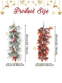 Christmas Artificial Teardrop Swag 25 Inch Faux Mixed Pine Cones And Berry Swag Green And White Winter Xmas Pine Branch Plant Decoration For Front Door Farmhouse Wall Window Home Christmas Party Decorations