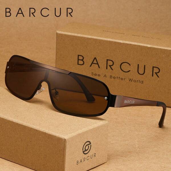 BARCUR 1pc Geometric Pattern Street Sunglasses, High-End Gift Box, All Season
