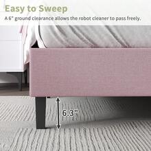 Twin/ Full/ Queen Size Bed Frame With Headboard, Modern Platform Bed Frame With Adjustable Headboard, No Box Spring Needed, Easy Assembly, Black/ Beige/ Pink/ Blue - 粉色 - 查看 4