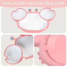 Ai Bei Parent Co. Divided Unbreakable Silicone Baby And Toddler Plates - Non-Slip - Dishwasher And Microwave Safe - Silicone - 粉色 - 查看 9