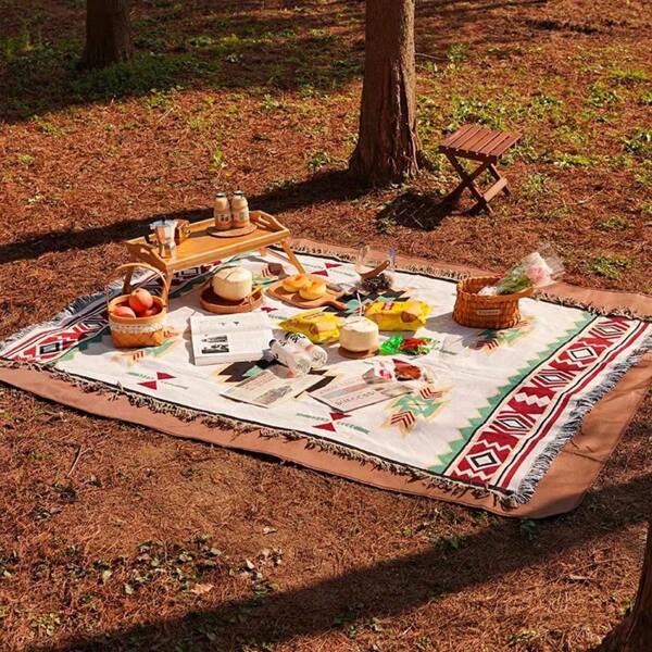 Alfombra de camping al aire libre de 90*150cm, manta decorativa de estilo bohemio, tapete de picnic de viaje, colchón de salón, mantel de mesa de comedor.