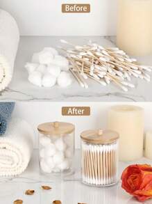 1/2/3pcs Qtip Bathroom Storage Box - Ball, Swab, Round Pad, Dental Floss, Makeup Brush, Hair Tie, Suitable For Bathroom Storage, Dressing Table Storage - Multicolor - View 8