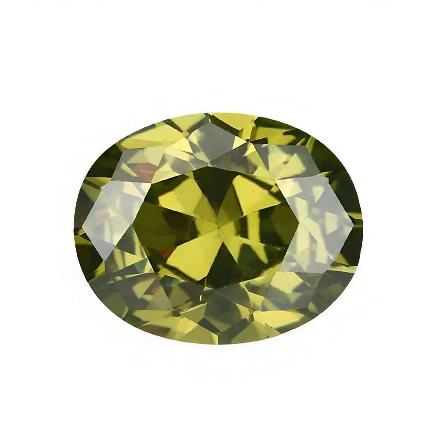 1pc DIY Jewelry Oval Gemstone Olive Green Cubic Zirconia Loose Stone - Olive Green - View 1
