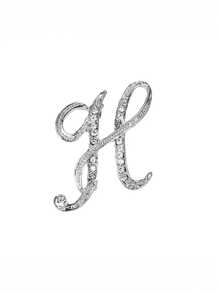 1 件 A-Z 字母水钻胸针 - 欧式风格，合金材质，镶嵌闪亮宝石，时尚别针，适合西装、衬衫、夹克、连衣裙、西装外套和毛衣，适合日常通勤、商务会议、约会和活动办公室配饰珠宝圣诞节万圣节衣服别针有趣可爱的教师礼物 - 銀色 - 查看 13