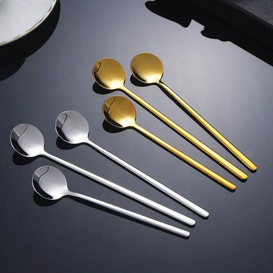 1 Stück/2 Stücke Edelstahl kleine runde Löffel, Kaffeelöffel, Vogelnestlöffel, Tassengesckenklöffel, Löffel mit langem Griff, Dessertlöffel, Gewürzlöffel und kleine Teelöffel