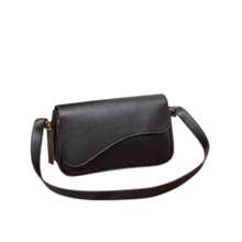 Stylish Women's Baguette Shoulder Bag With Front Detail - 黑色 - 查看 6