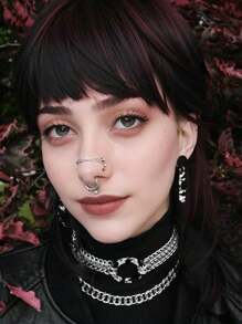 Inele de nas lanț șuruburi din oțel inoxidabil piercing bijuterii pentru femei și bărbați 18G 20G peste nară bijuterii zirconiu cubic inele de nas dublu șurub argintiu auriu