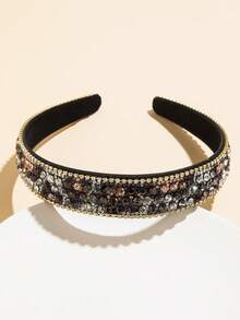 1pc Rhinestone Decorated Headband, Suitable For Everyday Wear, Korean Style, Hair Accessories ,Hair Hoop Hairband For Women Head Accessories - Multicolor - View 2