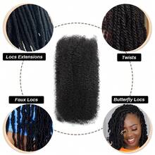 18Inch Natural Black 1B# 2Packs /100g Afro Kinkys Bulk Human Hair For Dreadlock Extensions Loc Repair Braiding Twist Tight Afro Kinky Human Hair For Loc - Natural Black - 查看 5