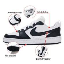 Nike COURT BOROUGH LOW RECRAFT BG (Courte Borough Low Recrawford BG) - Giày trượt ván cổ thấp cổ điển, giày thể thao bền và nhẹ, giày thường ngày, giày trượt ván DV5456-131 - Đen và trắng - Xem 1
