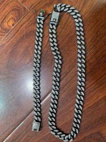 2 件黑色链项链和手链套装，男士链式颈链嘻哈首饰套装，时尚说唱歌手首饰，送给男朋友、儿子和爸爸的完美礼物 - A - 查看 12